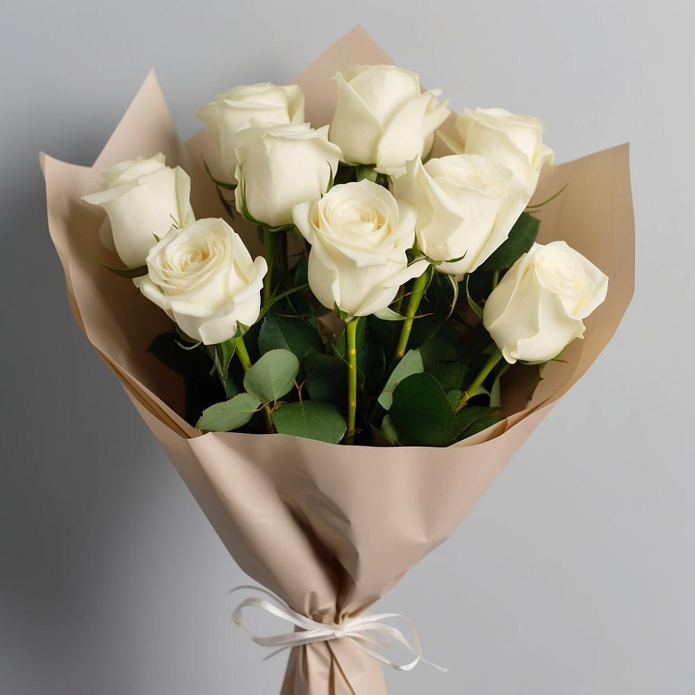 Букет 9 Белых роз Эдлесс Лав в Еленовское