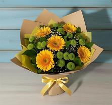 Букет цветов из:  Герберы и Хризантемы в Еленовское