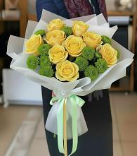 Букет цветов из:  Хризантемы и Розы в Еленовское