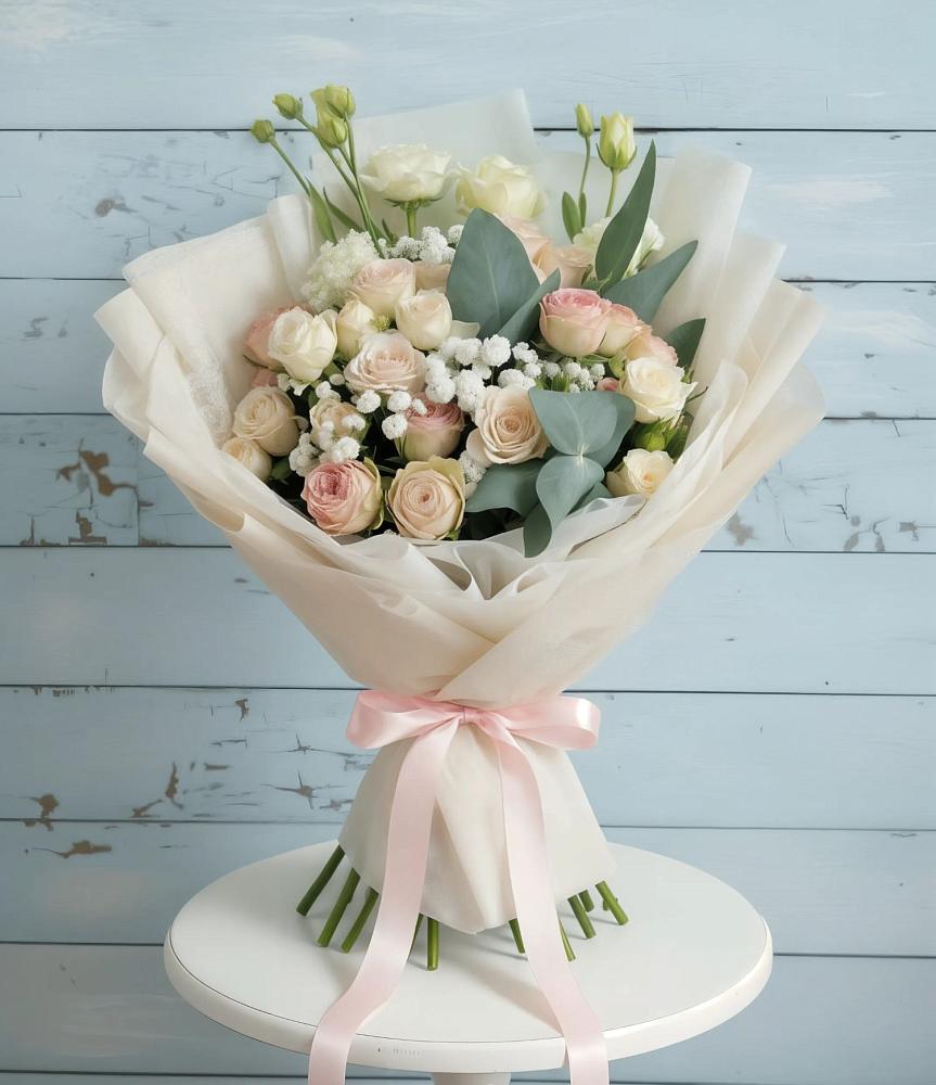 Букет Сказочное воображение в Еленовское Букет цветов из: Розы и Лизиантусы в Еленовское